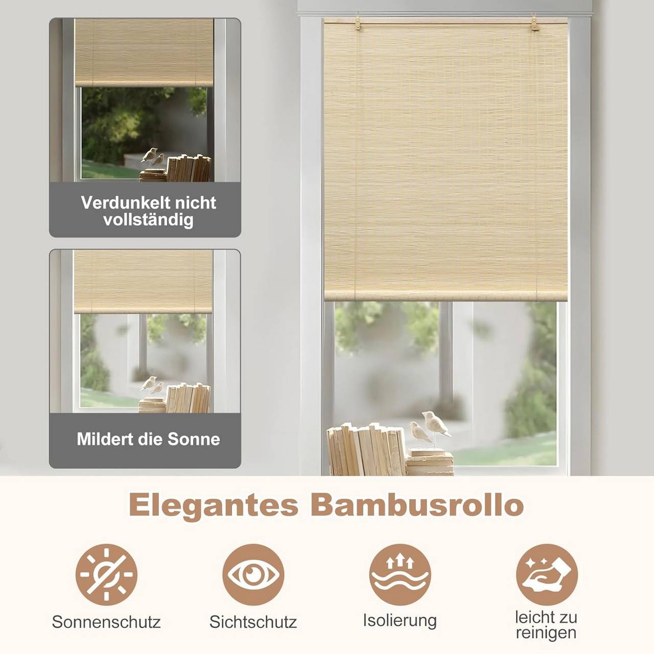 bambusrollo mit seitenzug – lichtfilter und belüftung