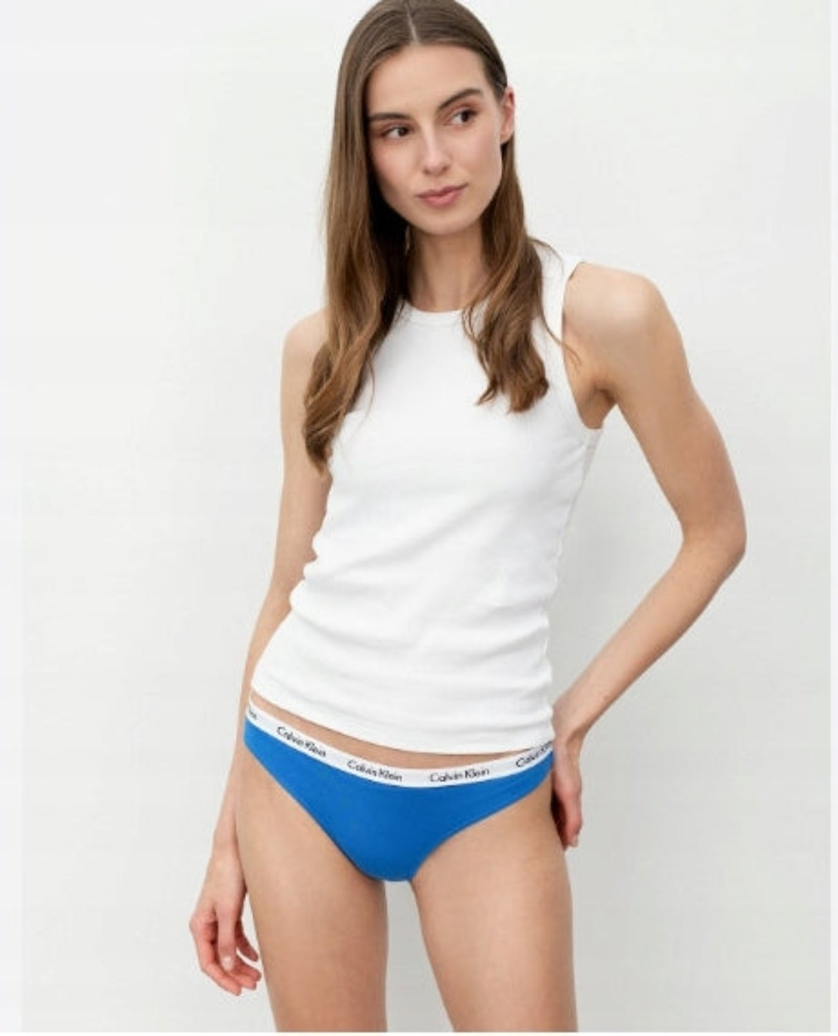 Calvin Klein Damen Slip S – Blau, Logo-Bund (CK91-0Z8A6J)