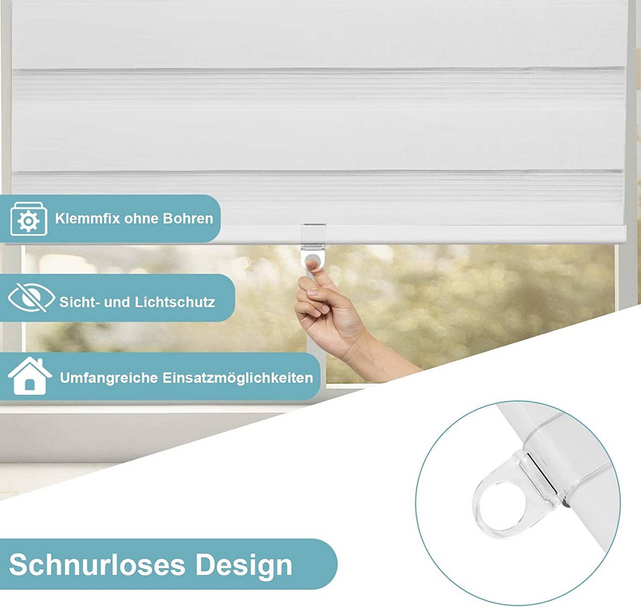 Zebra-Streifen: Lichtregulierung von lichtdurchlässig bis abdunkelnd