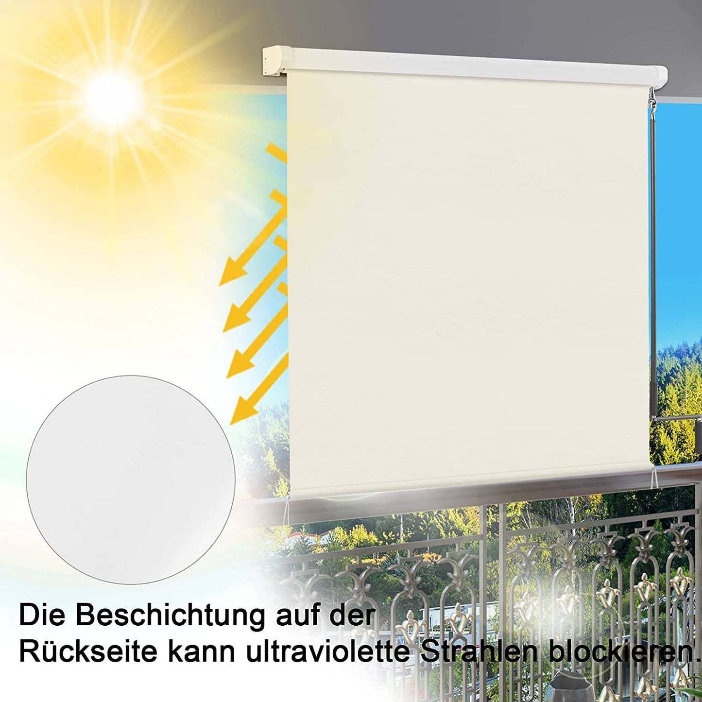 sicht- und sonnenschutz auf dem balkon – markise geschlossen