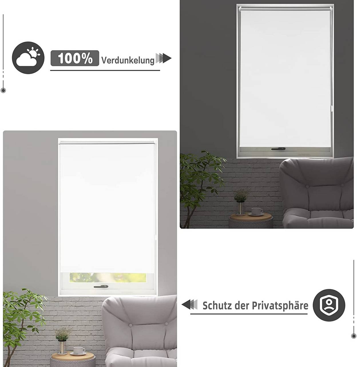 rollo halb geschlossen – abdunkelung im schlafzimmer