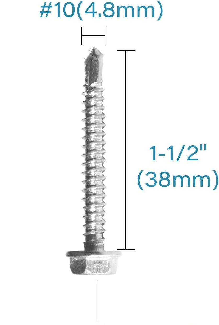 Detail: Hex-Washer-Head Bohrschraube 4,8×38 mm – Bohrspitze & Unterlegscheibe in Nahaufnahme