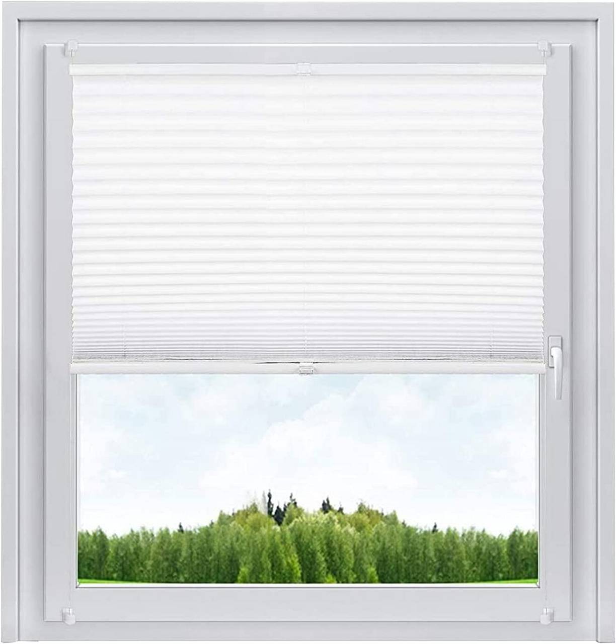 woltu plissee klemmfix weiß crushed – front am fenster