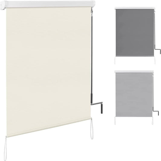woltu senkrechtmarkise beige – mit kassette und handkurbel