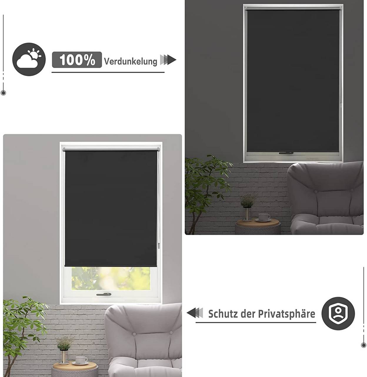 rollo halb geschlossen – abdunkelung im schlafzimmer