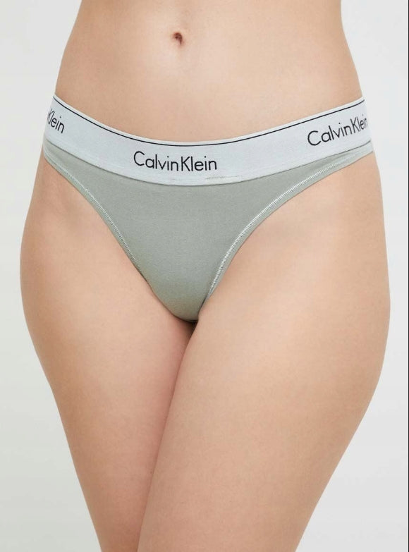 calvin klein tanga gruen – frontansicht mit logo-bund